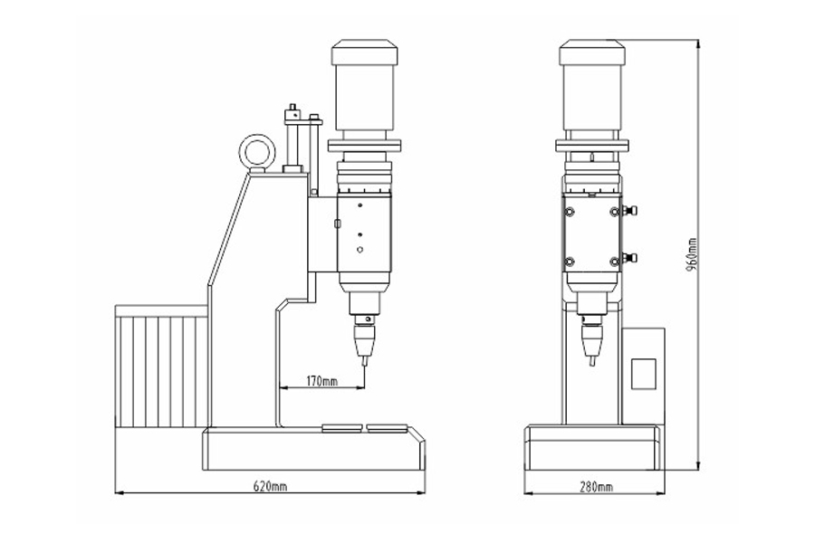 常規型液壓鉚接機結構尺寸圖